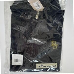 Peter Millar Black Full-Zip Sweater with Gold BU Logo